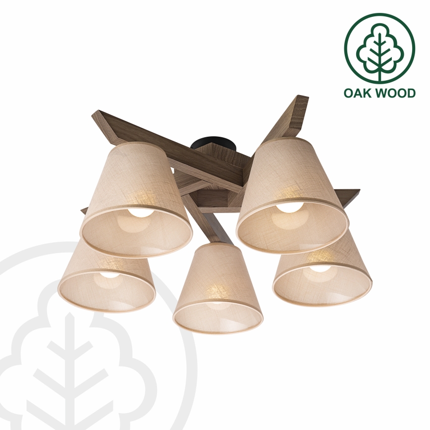 Brilagi - Candeeiro integrado ANTHONY 5xE14/40W/230V carvalho/bege