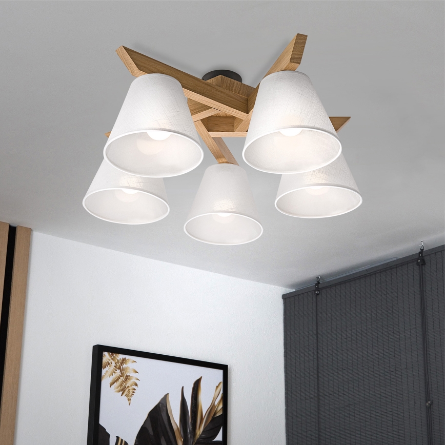 Brilagi - Candeeiro integrado ANTHONY 5xE14/40W/230V carvalho/branco