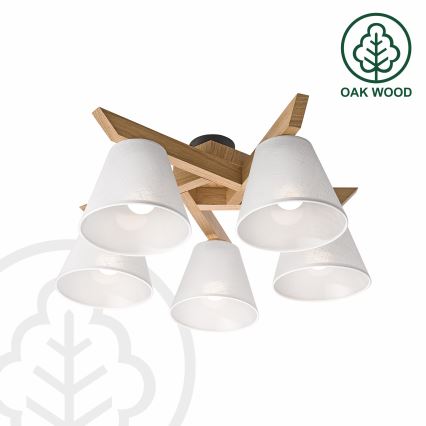 Brilagi - Candeeiro integrado ANTHONY 5xE14/40W/230V carvalho/branco