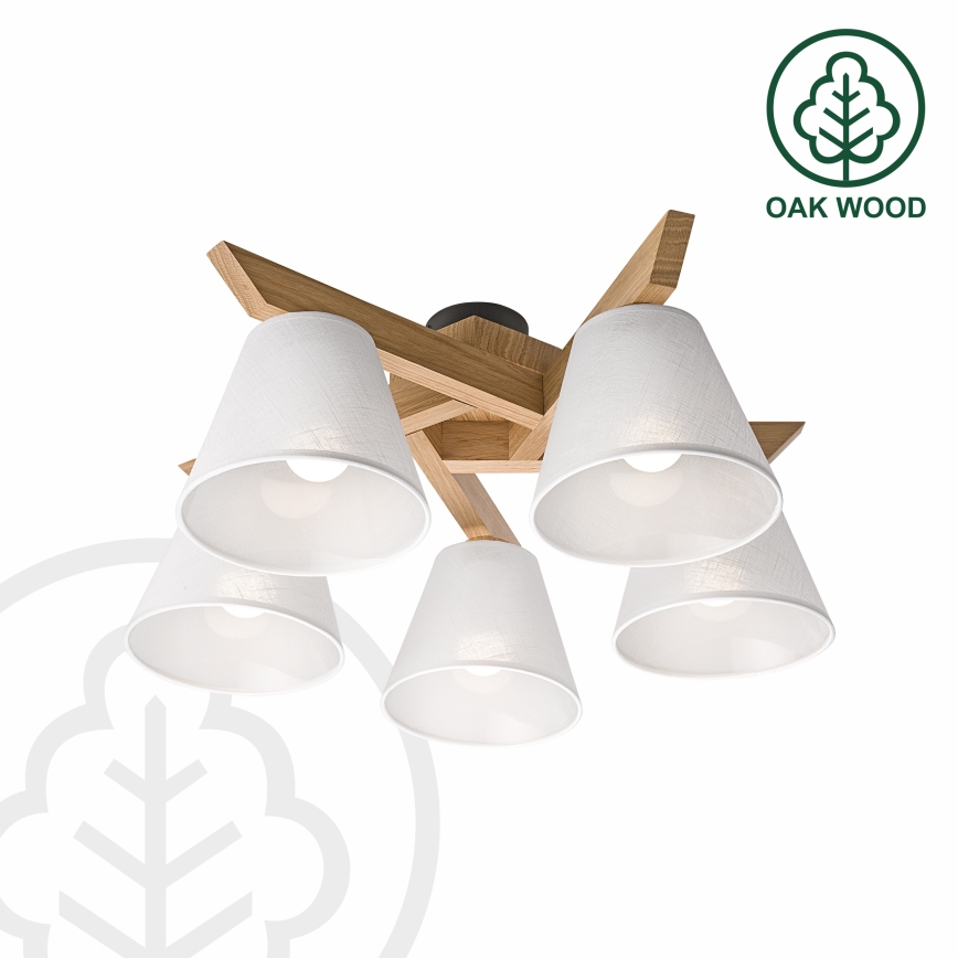 Brilagi - Candeeiro integrado ANTHONY 5xE14/40W/230V carvalho/branco