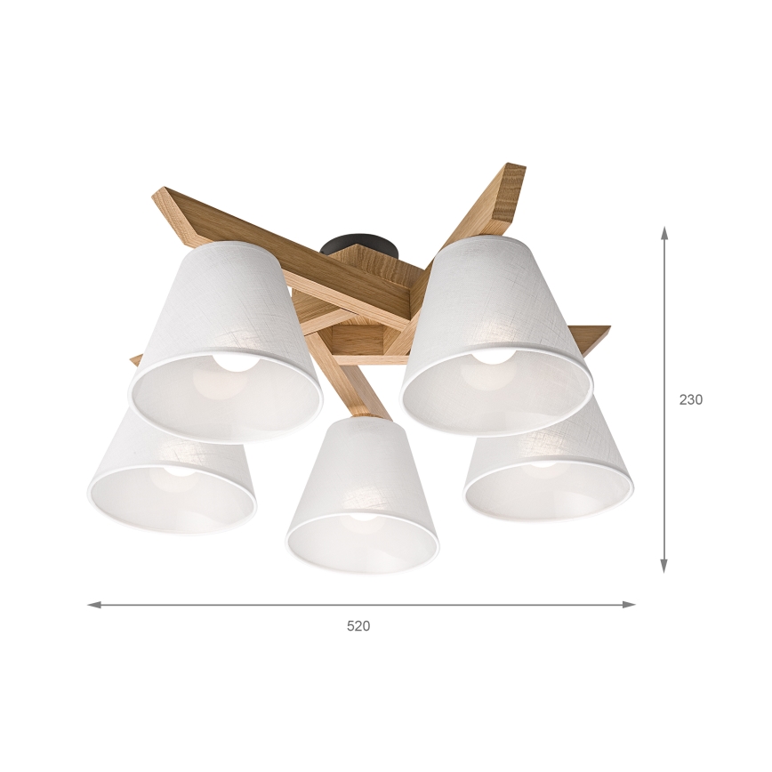 Brilagi - Candeeiro integrado ANTHONY 5xE14/40W/230V carvalho/branco