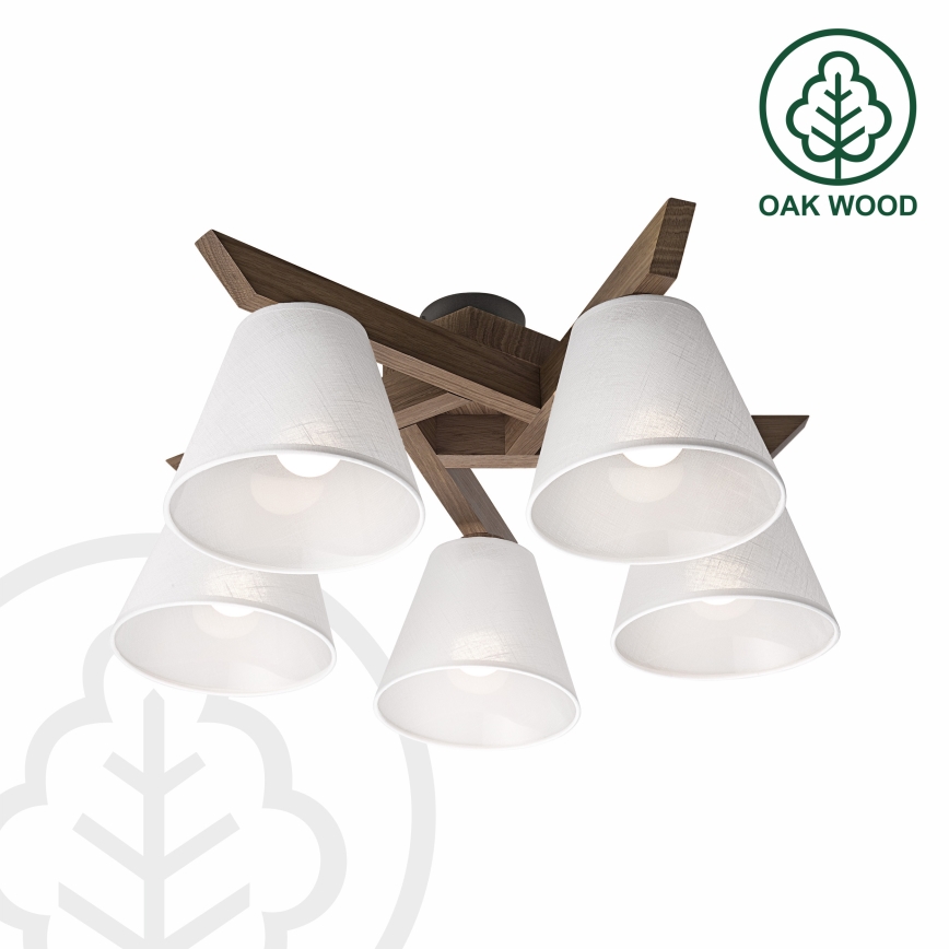 Brilagi - Candeeiro integrado ANTHONY 5xE14/40W/230V carvalho/branco