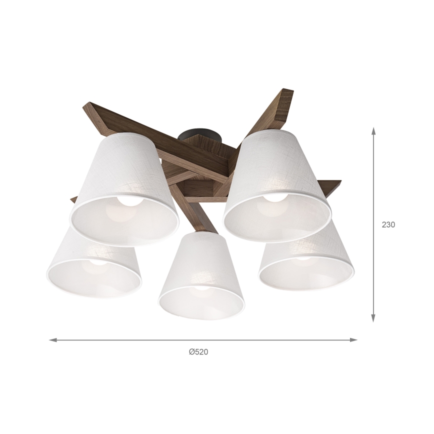Brilagi - Candeeiro integrado ANTHONY 5xE14/40W/230V carvalho/branco
