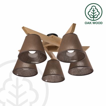 Brilagi - Candeeiro integrado ANTHONY 5xE14/40W/230V carvalho/castanho