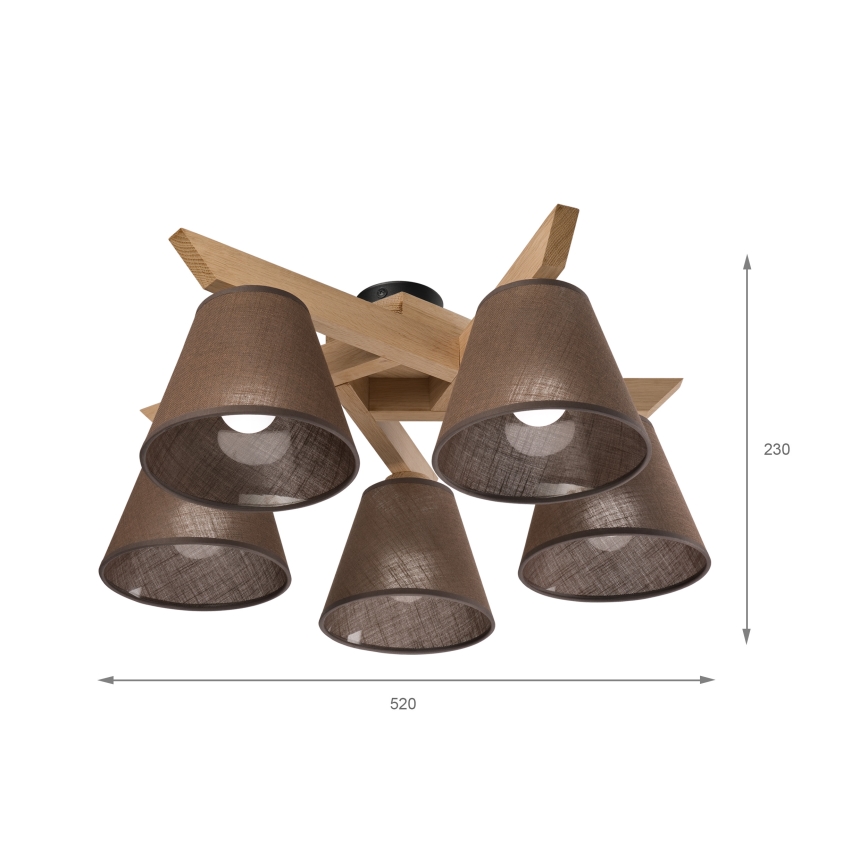 Brilagi - Candeeiro integrado ANTHONY 5xE14/40W/230V carvalho/castanho