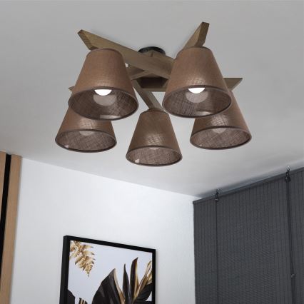 Brilagi - Candeeiro integrado ANTHONY 5xE14/40W/230V carvalho/castanho