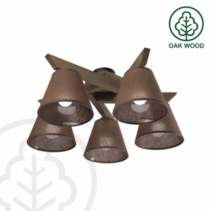 Brilagi - Candeeiro integrado ANTHONY 5xE14/40W/230V carvalho/castanho