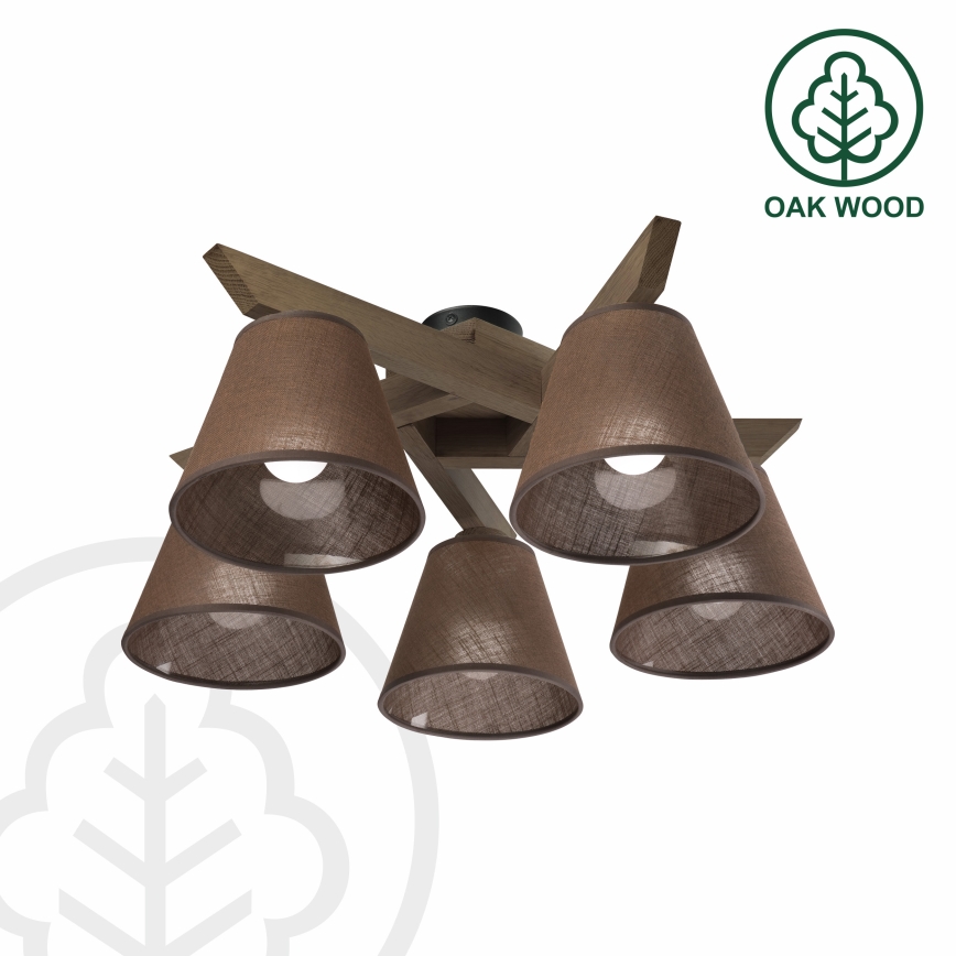 Brilagi - Candeeiro integrado ANTHONY 5xE14/40W/230V carvalho/castanho