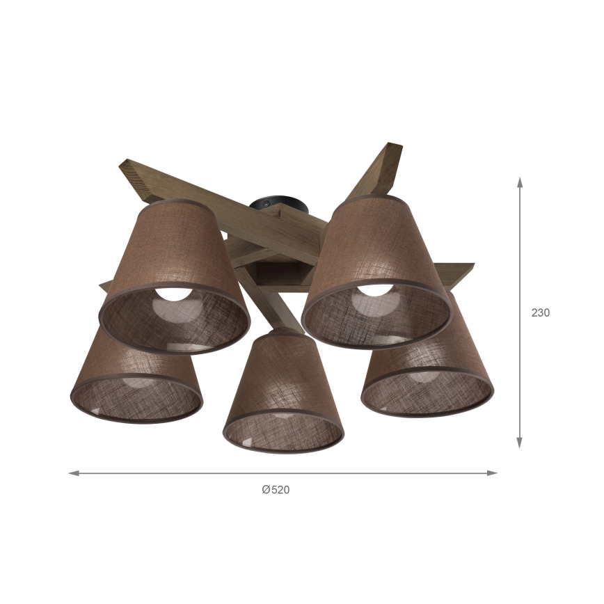 Brilagi - Candeeiro integrado ANTHONY 5xE14/40W/230V carvalho/castanho