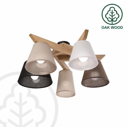 Brilagi - Candeeiro integrado ANTHONY 5xE14/40W/230V carvalho