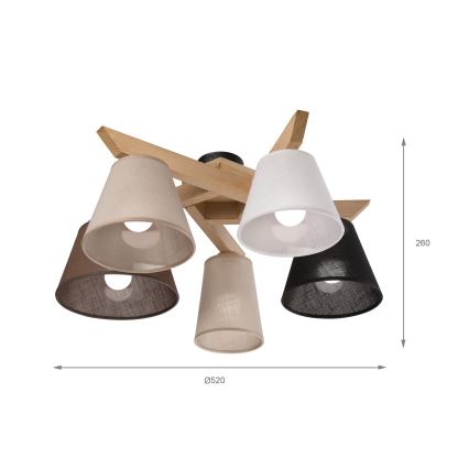 Brilagi - Candeeiro integrado ANTHONY 5xE14/40W/230V carvalho