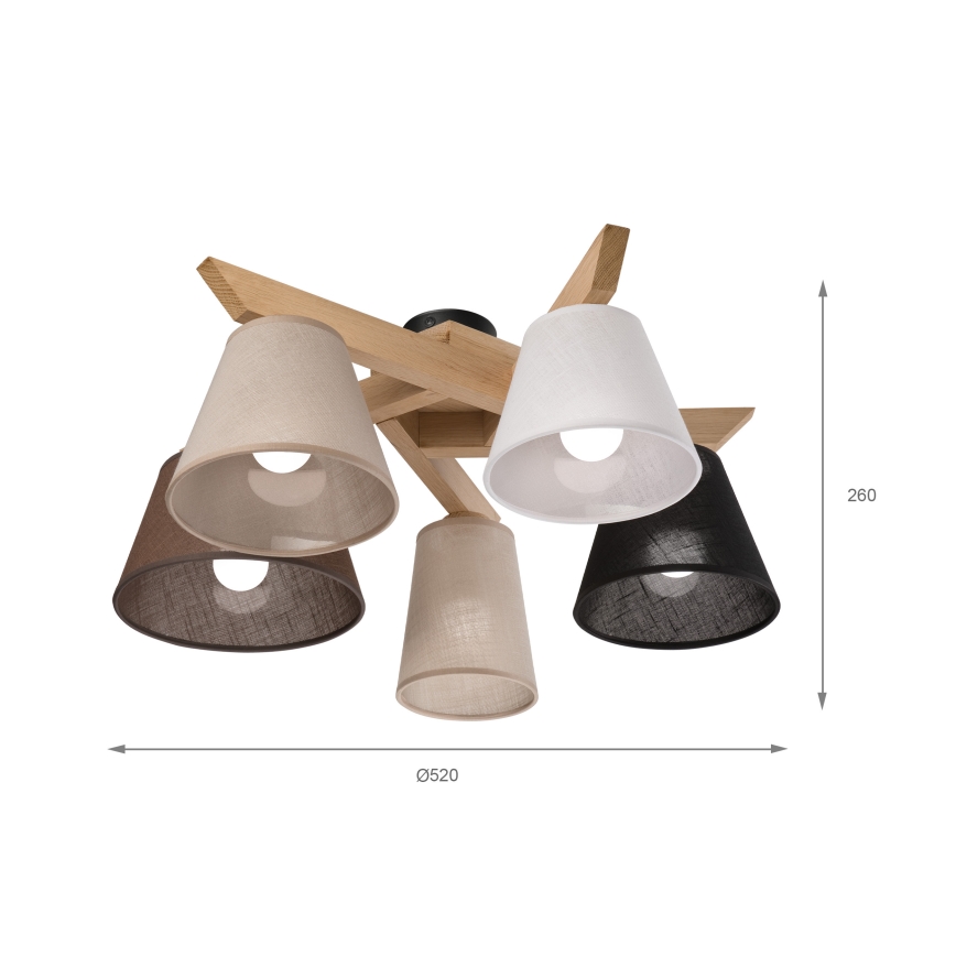 Brilagi - Candeeiro integrado ANTHONY 5xE14/40W/230V carvalho