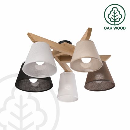 Brilagi - Candeeiro integrado ANTHONY 5xE14/40W/230V carvalho