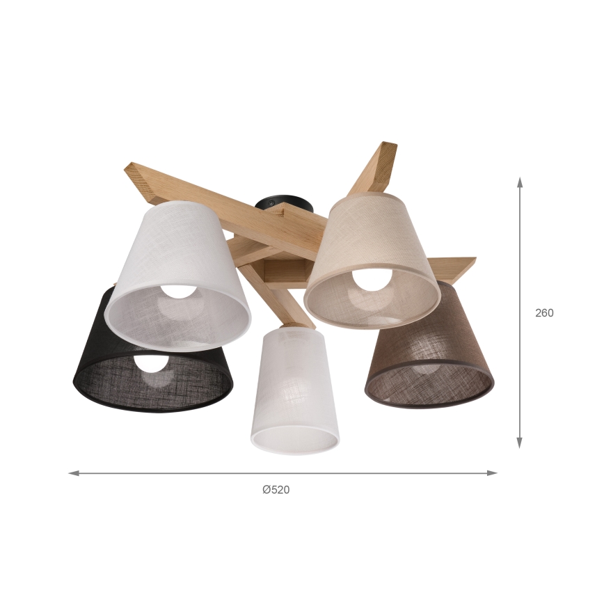 Brilagi - Candeeiro integrado ANTHONY 5xE14/40W/230V carvalho