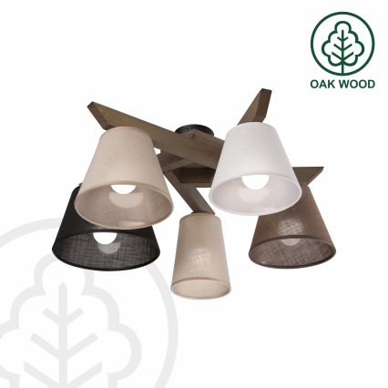 Brilagi - Candeeiro integrado ANTHONY 5xE14/40W/230V carvalho