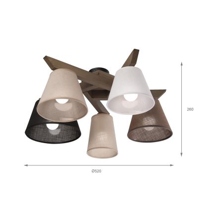 Brilagi - Candeeiro integrado ANTHONY 5xE14/40W/230V carvalho