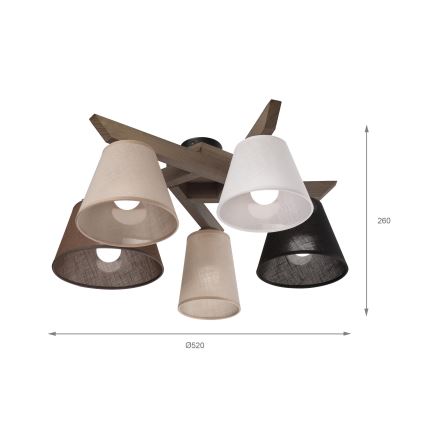 Brilagi - Candeeiro integrado ANTHONY 5xE14/40W/230V carvalho