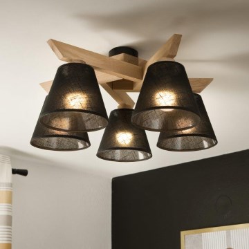 Brilagi - Candeeiro integrado ANTHONY 5xE14/40W/230V carvalho/preto