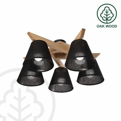Brilagi - Candeeiro integrado ANTHONY 5xE14/40W/230V carvalho/preto