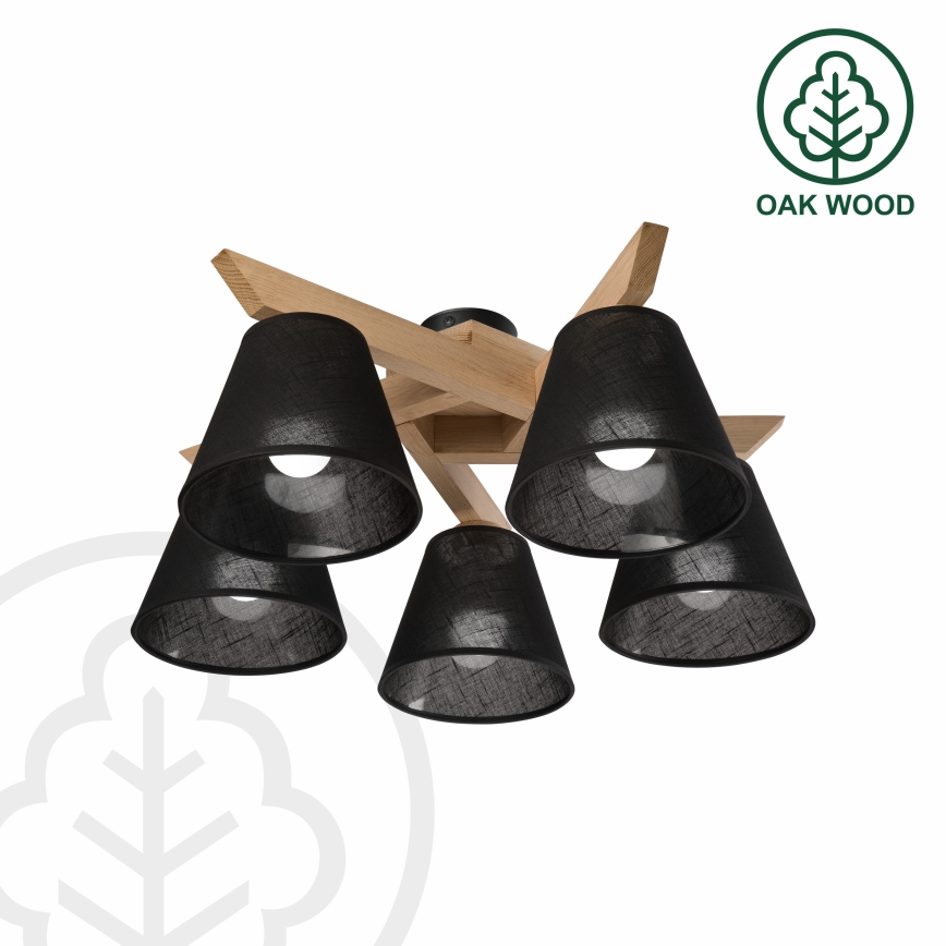 Brilagi - Candeeiro integrado ANTHONY 5xE14/40W/230V carvalho/preto