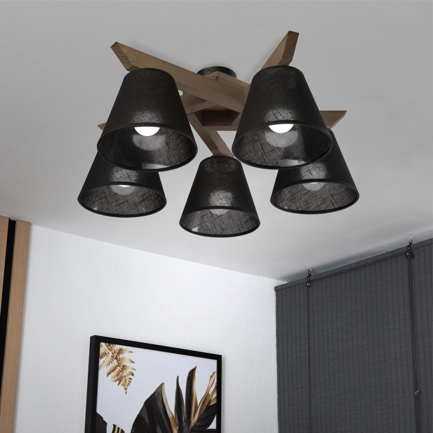 Brilagi - Candeeiro integrado ANTHONY 5xE14/40W/230V carvalho/preto