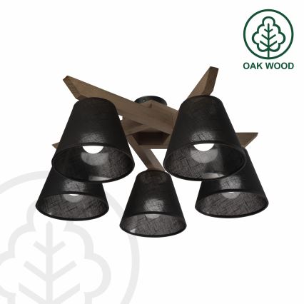 Brilagi - Candeeiro integrado ANTHONY 5xE14/40W/230V carvalho/preto