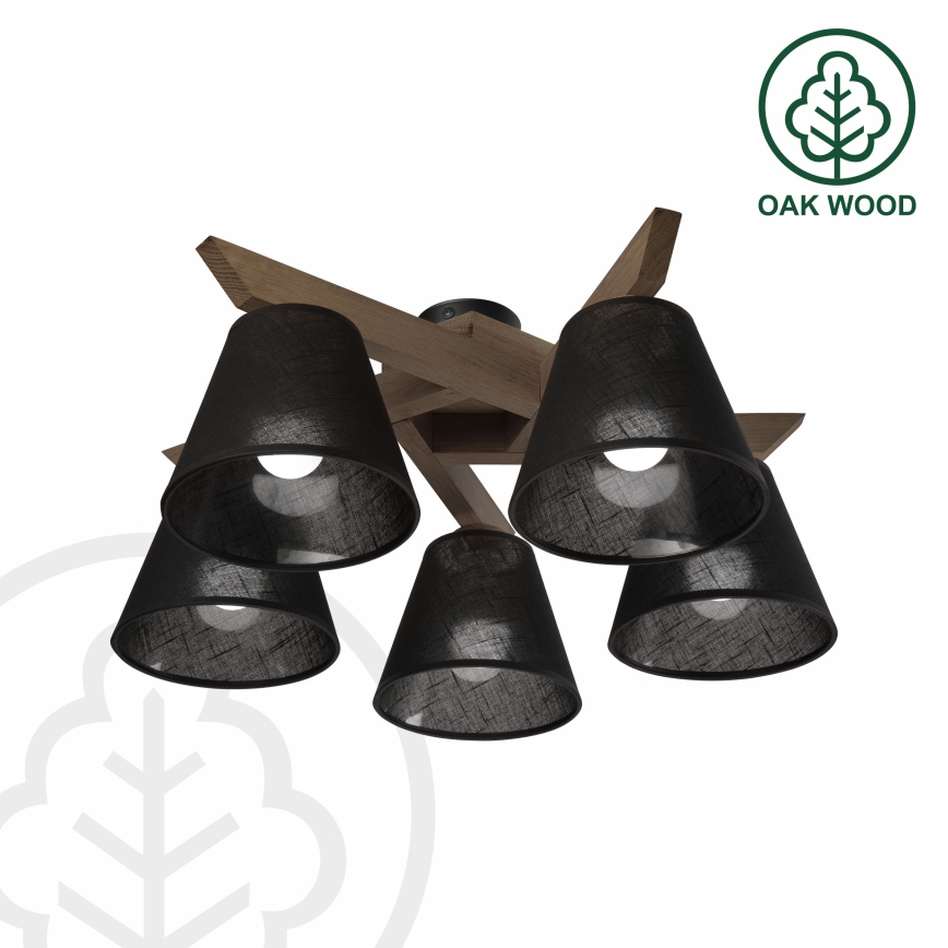 Brilagi - Candeeiro integrado ANTHONY 5xE14/40W/230V carvalho/preto