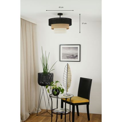 Brilagi - Candeeiro integrado ASPEN LUNETA 1xE27/15W/230V diâmetro 45 cm preto/bege/creme