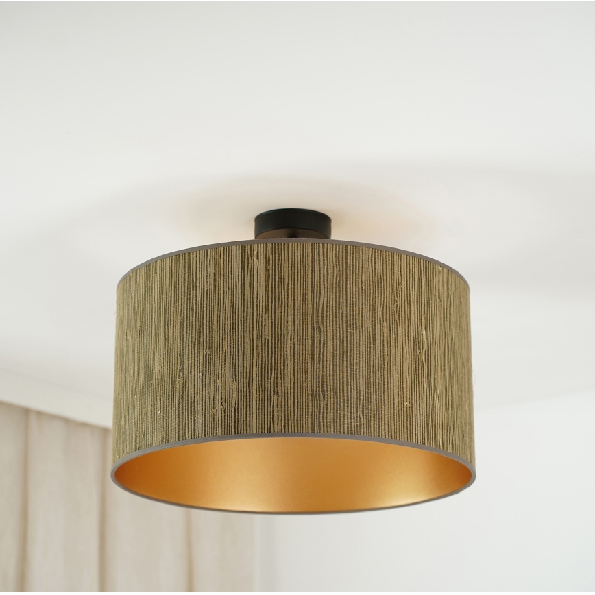 Brilagi - Candeeiro integrado BOSTON ROLLER 1xE27/15W/230V diâmetro 45 cm palha castanho/dourado