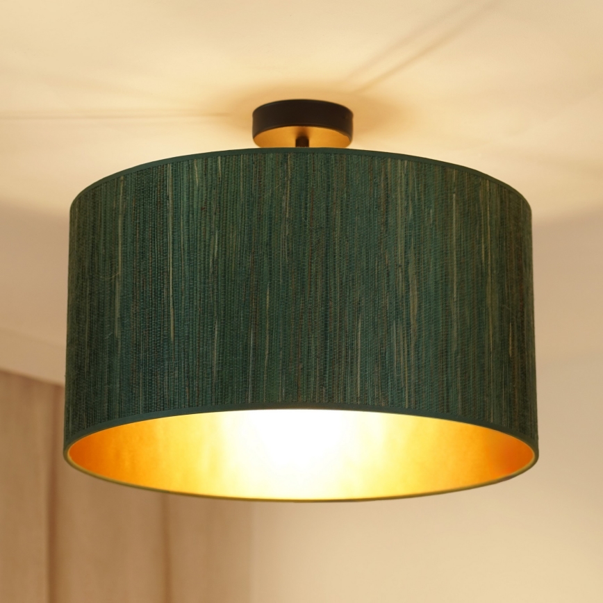 Brilagi - Candeeiro integrado BOSTON ROLLER 1xE27/15W/230V diâmetro 45 cm palha verde/dourado