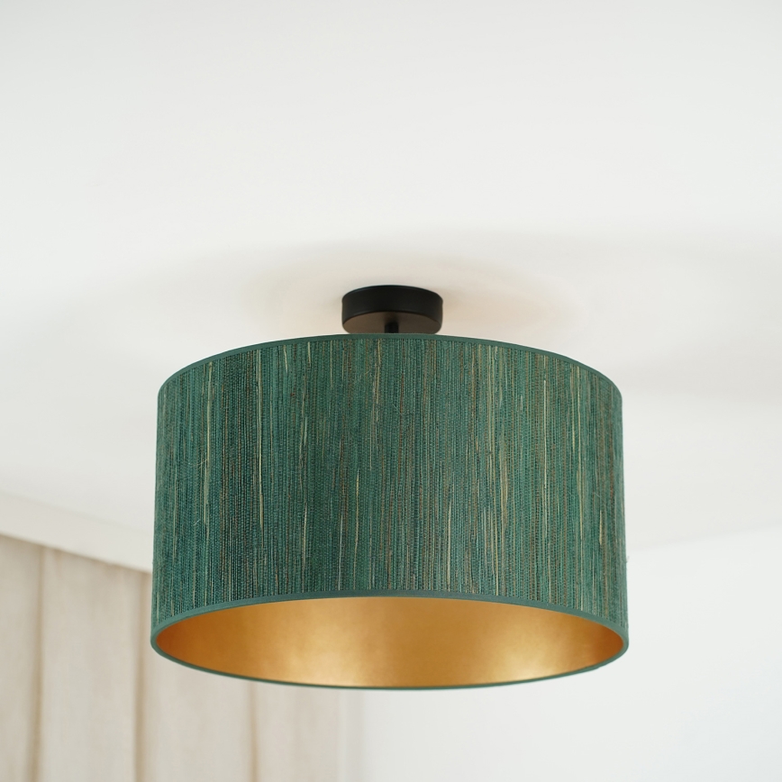 Brilagi - Candeeiro integrado BOSTON ROLLER 1xE27/15W/230V diâmetro 45 cm palha verde/dourado