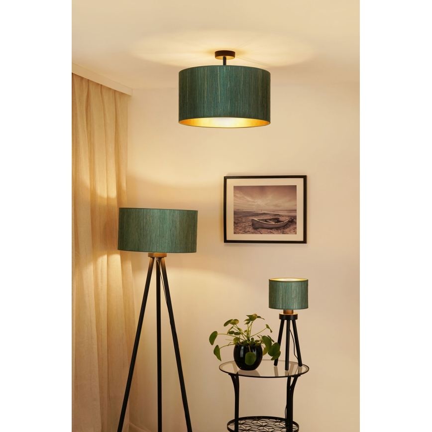 Brilagi - Candeeiro integrado BOSTON ROLLER 1xE27/15W/230V diâmetro 45 cm palha verde/dourado