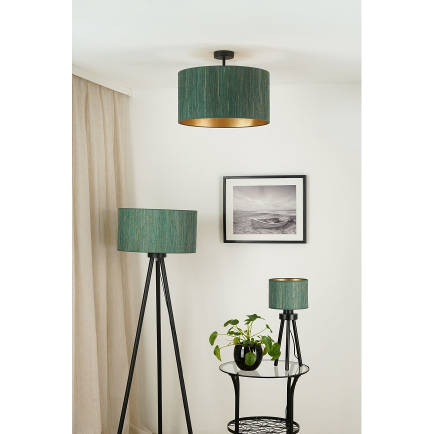 Brilagi - Candeeiro integrado BOSTON ROLLER 1xE27/15W/230V diâmetro 45 cm palha verde/dourado