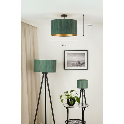 Brilagi - Candeeiro integrado BOSTON ROLLER 1xE27/15W/230V diâmetro 45 cm palha verde/dourado