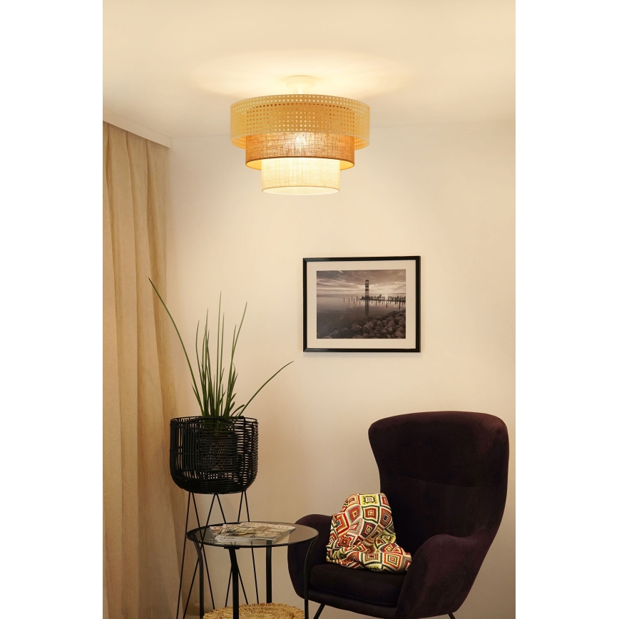 Brilagi - Candeeiro integrado CEDAR LUNETA 1xE27/15W/230V diâmetro 45 cm bege/castanho/creme