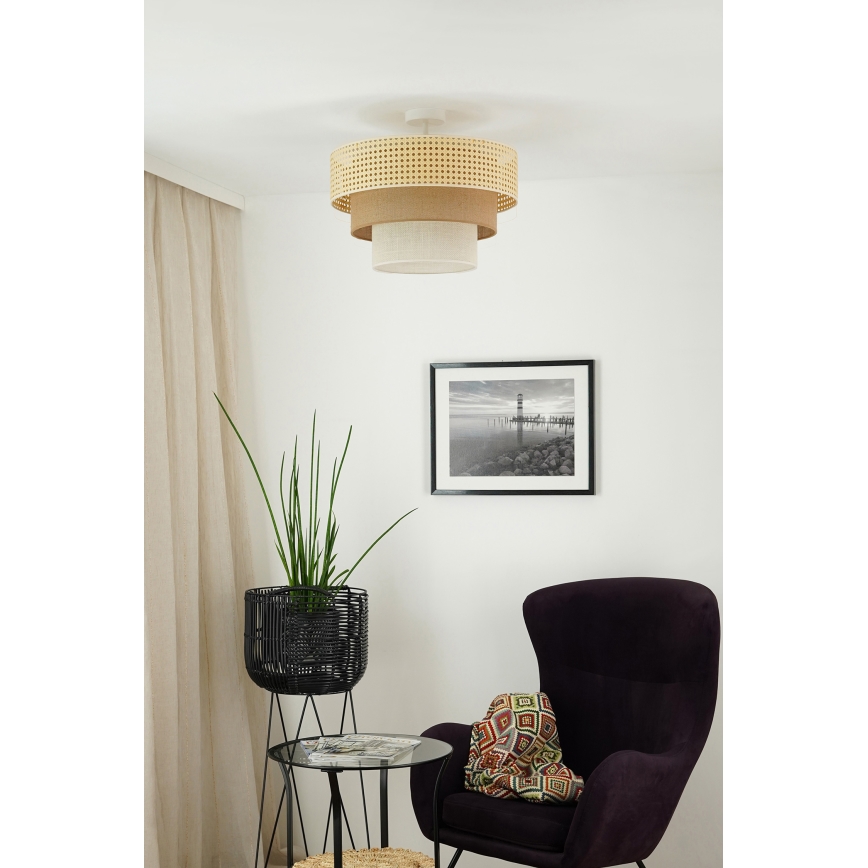 Brilagi - Candeeiro integrado CEDAR LUNETA 1xE27/15W/230V diâmetro 45 cm bege/castanho/creme