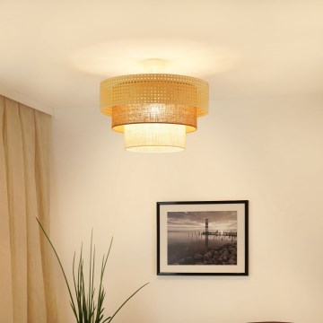Brilagi - Candeeiro integrado CEDAR LUNETA 1xE27/15W/230V diâmetro 45 cm bege/castanho/creme