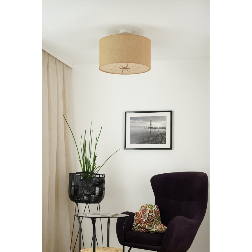 Brilagi - Candeeiro integrado COUNTRY ROLLER 1xE27/15W/230V diâmetro 45 cm bege