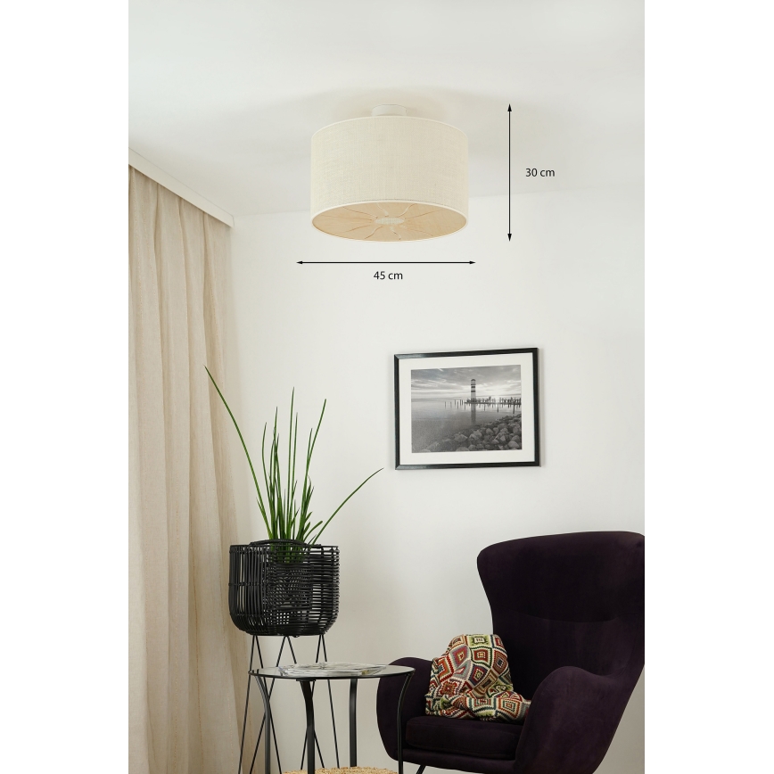 Brilagi - Candeeiro integrado COUNTRY ROLLER 1xE27/15W/230V diâmetro 45 cm creme