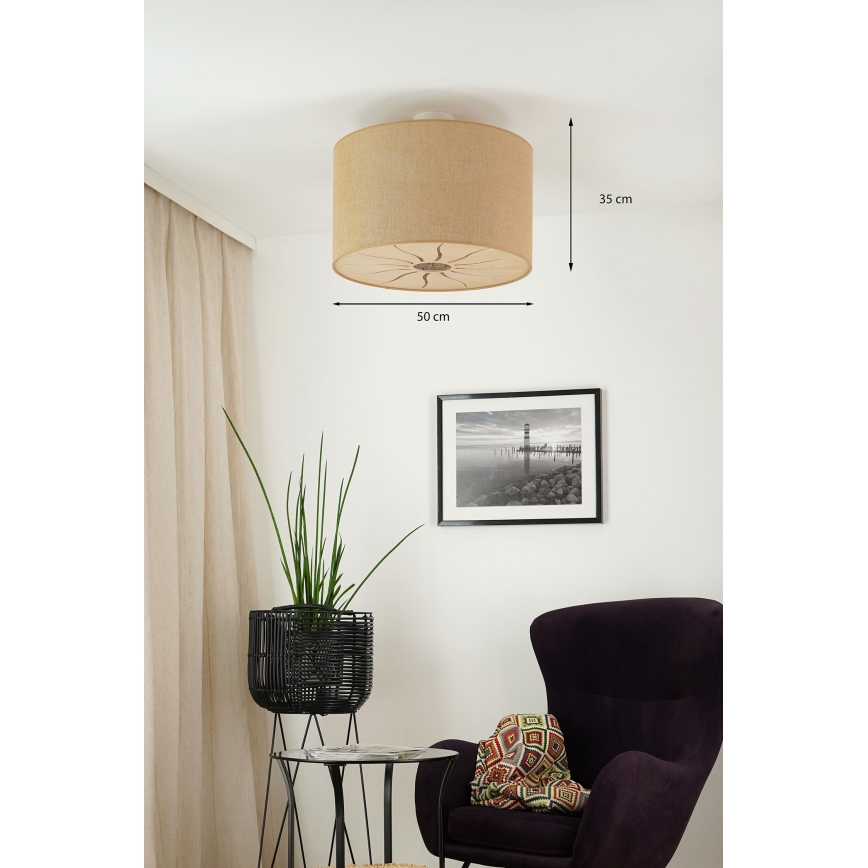 Brilagi - Candeeiro integrado COUNTRY ROLLER 1xE27/15W/230V diâmetro 50 cm bege