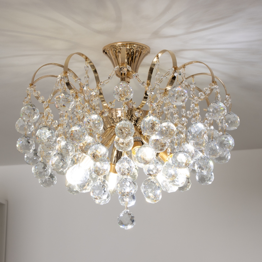 Brilagi - Candeeiro integrado CRYSTAL 6xE14/60W/230V dourado