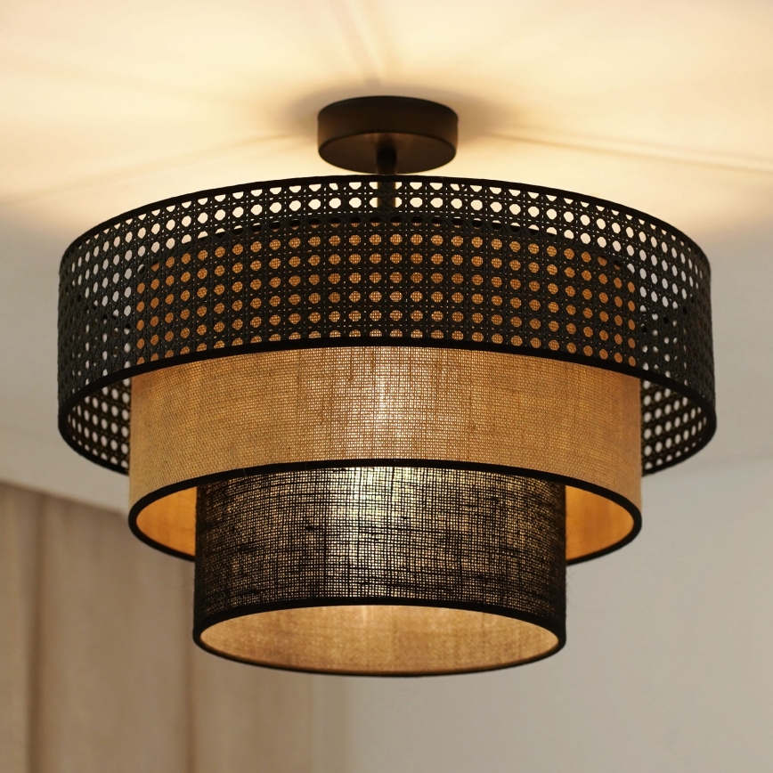 Brilagi - Candeeiro integrado DAKOTA LUNETA 1xE27/15W/230V diâmetro 45 cm preto/bege