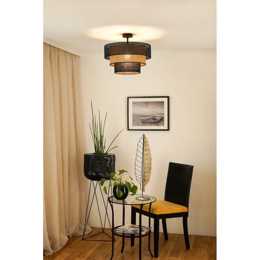 Brilagi - Candeeiro integrado DAKOTA LUNETA 1xE27/15W/230V diâmetro 45 cm preto/bege