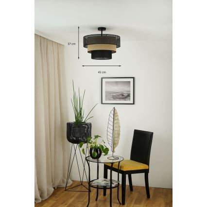 Brilagi - Candeeiro integrado DAKOTA LUNETA 1xE27/15W/230V diâmetro 45 cm preto/bege