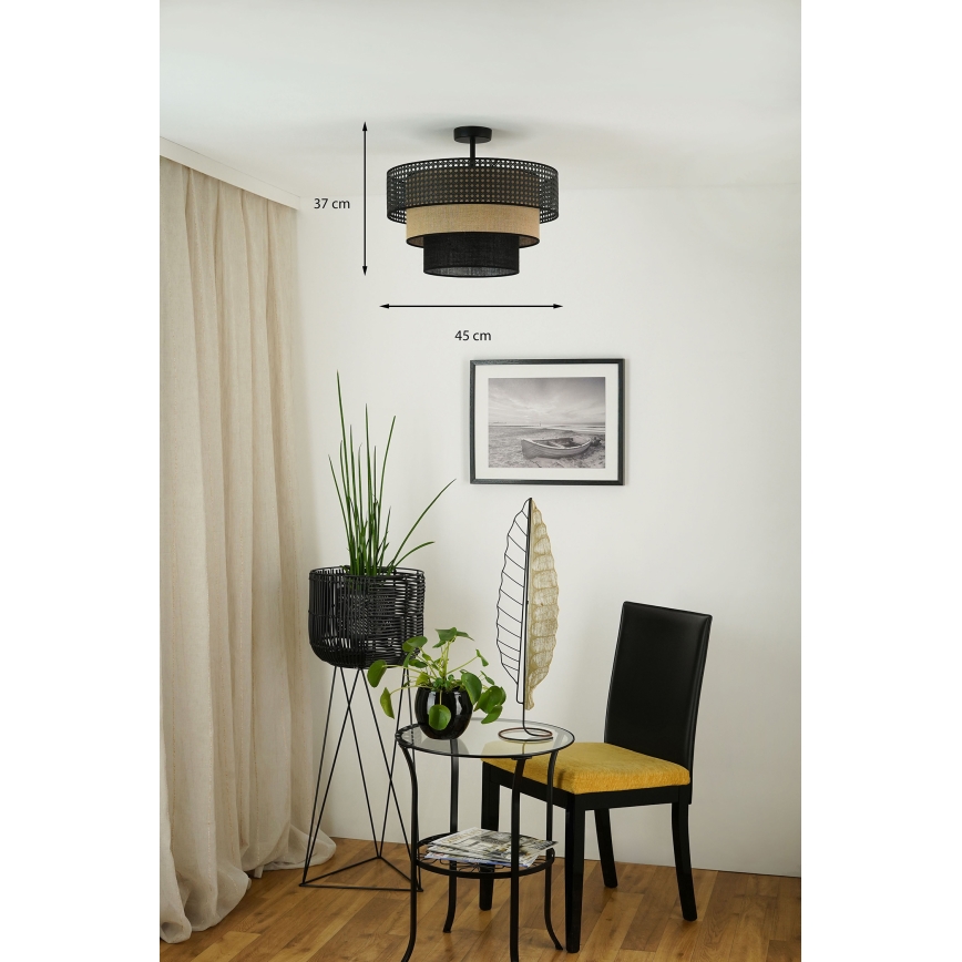 Brilagi - Candeeiro integrado DAKOTA LUNETA 1xE27/15W/230V diâmetro 45 cm preto/bege
