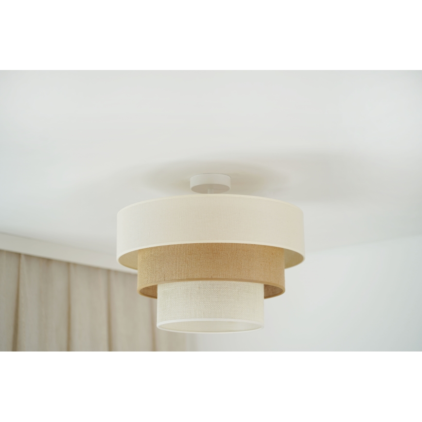 Brilagi - Candeeiro integrado DENVER LUNETA 1xE27/15W/230V diâmetro 45 cm bege/castanho/creme