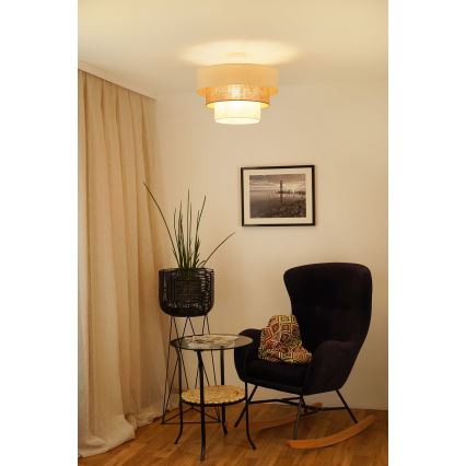 Brilagi - Candeeiro integrado DENVER LUNETA 1xE27/15W/230V diâmetro 45 cm bege/castanho/creme
