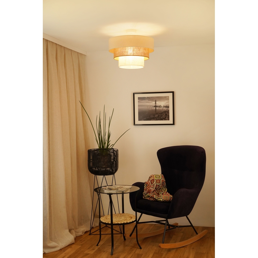 Brilagi - Candeeiro integrado DENVER LUNETA 1xE27/15W/230V diâmetro 45 cm bege/castanho/creme