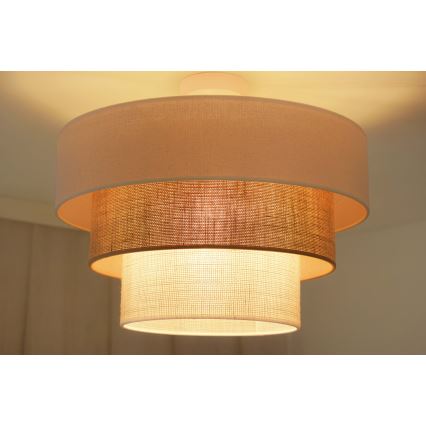 Brilagi - Candeeiro integrado DENVER LUNETA 1xE27/15W/230V diâmetro 45 cm bege/castanho/creme
