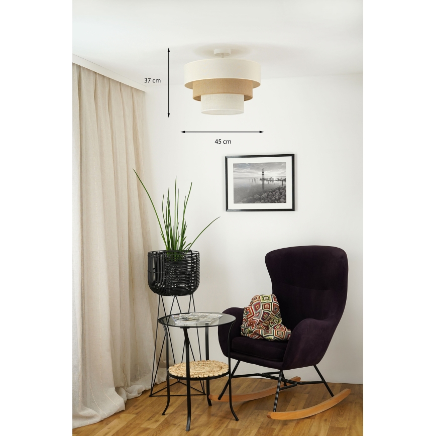 Brilagi - Candeeiro integrado DENVER LUNETA 1xE27/15W/230V diâmetro 45 cm bege/castanho/creme